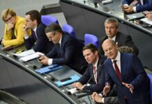 Bundeskanzler Olaf Scholz während einer Fragestude im Bundestag am 6. Juli 2022 (Foto: John Macdougall/AFP)