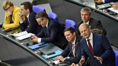 Bundeskanzler Olaf Scholz während einer Fragestude im Bundestag am 6. Juli 2022 (Foto: John Macdougall/AFP)