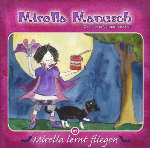 Mirella Manusch  Das kleine Vampirmädchen Folge 1: Mirella lernt fliegen  Mirella ist sechs Jahre alt. Und eigentlich ist sie ein ganz normales Mädchen. Doch das ändert sich schlagartig, als sie eines Nachts mit Zahnschmerzen aufwacht. Sie hat einen Eckzahn bekommen. Aber warum ist der so spitz? Mirella ist ein kleines Vampirmädchen! Aber nur ein bisschen, denn schließlich hat sie nur einen einzigen Vampirzahn bekommen.   Ob sie deswegen so gerne Himbeermarmelade mit Chili isst und die Sprache der Tiere verstehen kann? Von Oma Romi erfährt Mirella alles über ihre vampirische Herkunft und dass sie sich nachts in eine Fledermaus verwandeln kann. Mirella ist begeistert  und lernt fliegen!  Mirella Manusch, der zauberhafte Hörspielspaß für Kinder ab 5 Jahren. Geschrieben und illustriert von Andrea Russo.